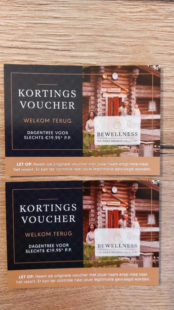 2 saunabonnen van Be Wellness entreeprijs 19,95 p.p., Tickets en Kaartjes, Kortingen en Cadeaubonnen, Twee personen, Spa of Sauna