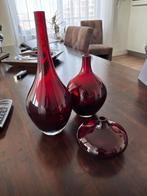 vintage robijnrode glazen 'Salong' vazen, Antiek en Kunst, Antiek | Vazen, Ophalen of Verzenden