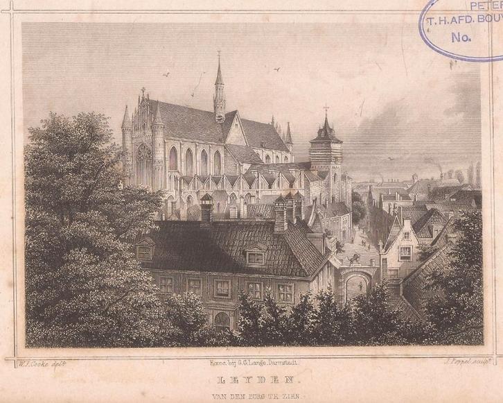 Leiden Leyden van den Burg te zien 1858 staalgravure Terwen, Antiek en Kunst, Kunst | Etsen en Gravures, Ophalen of Verzenden