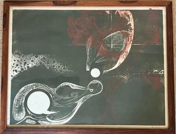 Oude abstracte Litho achter glas 1969 beschikbaar voor biedingen
