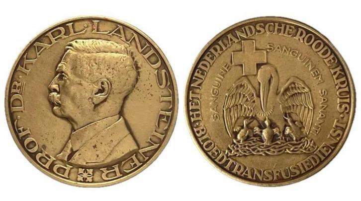 Karl Landsteiner penning - off. Nederlandse onderscheiding, Postzegels en Munten, Penningen en Medailles, Overige materialen, Nederland