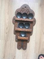 Antiek houten lepelrek met 6 tinnen lepels, Antiek en Kunst, Antiek | Tin, Ophalen of Verzenden