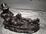 Zwaar bronzen beeld van visser met hond in boot, Ophalen of Verzenden