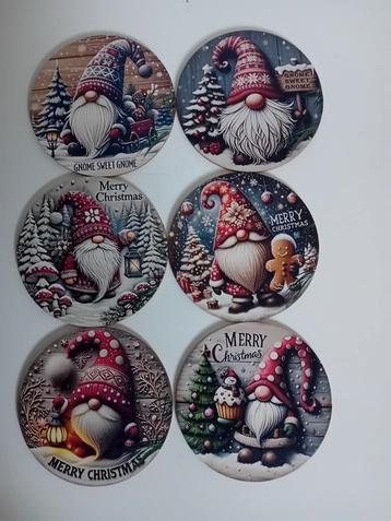 Kerst Onderzetters met Kabouters - Set van 6 beschikbaar voor biedingen