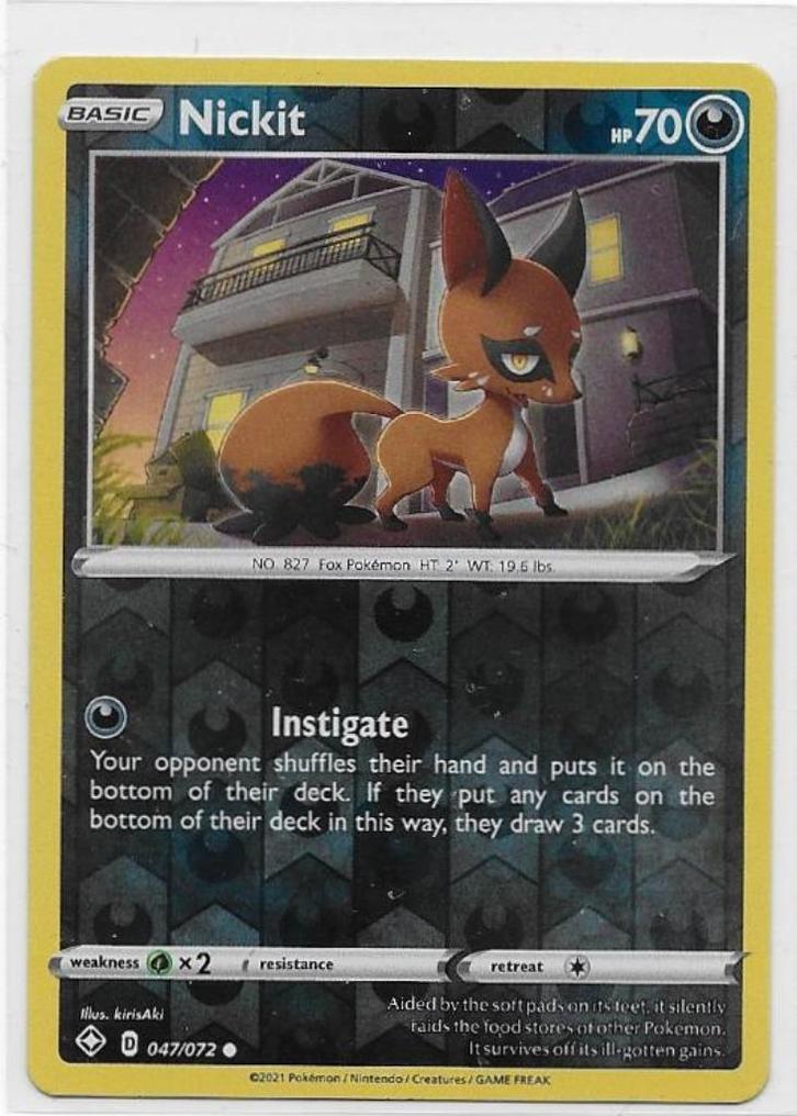 Shining Fates,  Nickit [reverse] 47/72, Hobby en Vrije tijd, Verzamelkaartspellen | Pokémon, Nieuw, Losse kaart, Verzenden