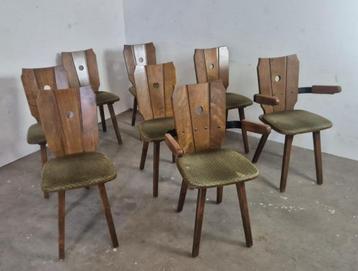 Brutalist eiken eetkamerstoelen  beschikbaar voor biedingen