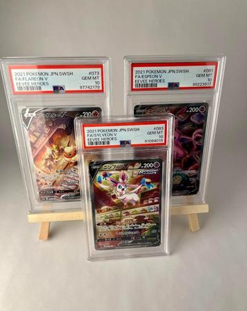 Espeon V [#081], Flareon V [#073], Sylveon V [#083] PSA10 beschikbaar voor biedingen