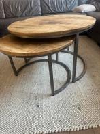 Nette Houten ronde salontafels set van twee, Huis en Inrichting, Tafels | Salontafels, Ophalen, 50 tot 100 cm, Rond, Zo goed als nieuw