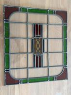 Antiek Glas-in-lood Raam Geometrisch Design 55x55cm Barstje, Ophalen