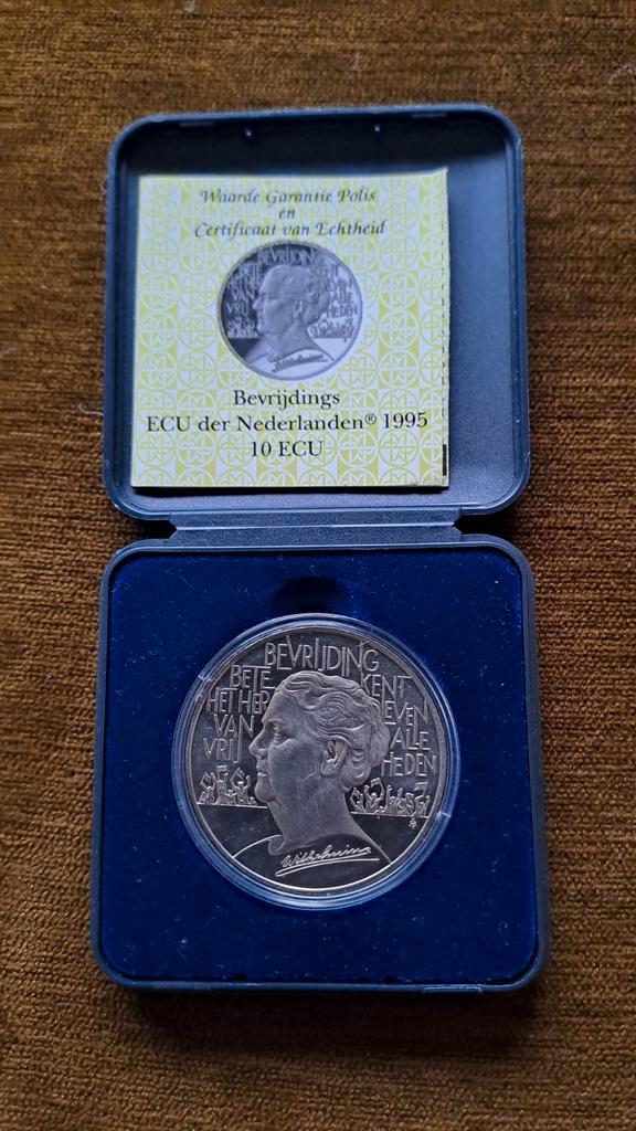 10 ECU Bevrijdingsmunt 1995, Postzegels en Munten, Munten | Nederland, Losse munt, Overige waardes, Koningin Beatrix, Ophalen of Verzenden