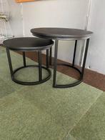 Set van 2 bijzet/salontafeltjes zwart hout, Ophalen, Minder dan 45 cm, Minder dan 55 cm, Rond