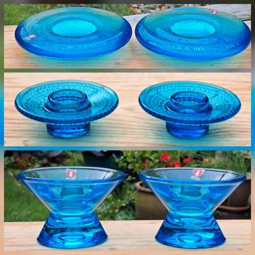 Littala vintage 6 kandelaars theelichthouders blauw finland beschikbaar voor biedingen