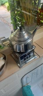 Antiek theelicht met thee pot beide geheel gaaf incl brander, Ophalen of Verzenden