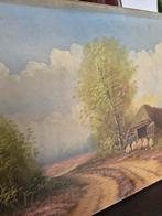Oud schilderij Verhulst - Boer met Schapen op Hei, Antiek en Kunst, Kunst | Schilderijen | Klassiek, Ophalen of Verzenden