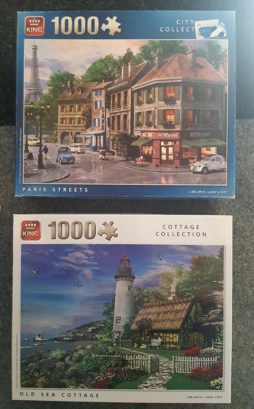 2x puzzel King Collection - Paris Streets – Old Sea Cottage, Hobby en Vrije tijd, Denksport en Puzzels, Zo goed als nieuw, Legpuzzel