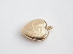 9 Karaat Hartvormig Medaillon Met Gravure, Ophalen of Verzenden, Zo goed als nieuw, Goud, Goud