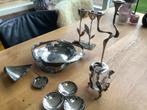 Verzilverde Kandelaars, Schaal, Asbak & Bonbonschaaltje, Antiek en Kunst, Antiek | Goud en Zilver, Ophalen, Zilver