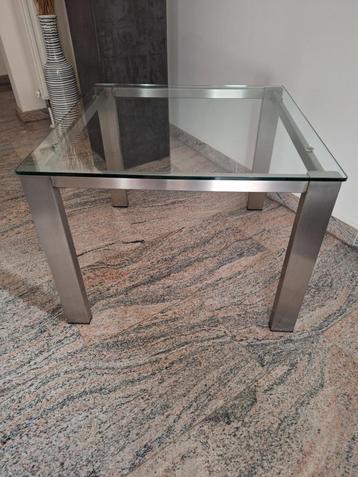 salontafel / hoektafel RVS + glas beschikbaar voor biedingen