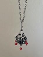 Zilveren hanger met bloedkoralen parels, 1970, Sieraden, Tassen en Uiterlijk, Kettingen, Ophalen of Verzenden, Gebruikt, Zilver