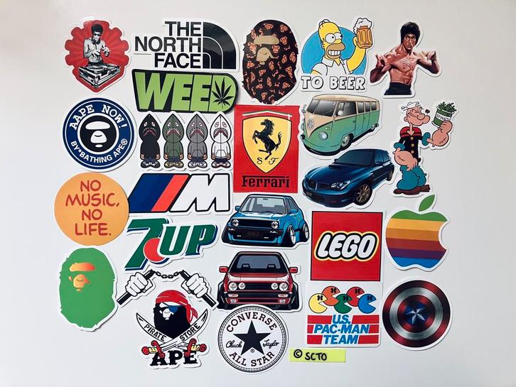 Stickers The North Face LEGO Volkswagen MK1 MK2 auto cartoon, Hobby en Vrije tijd, Stickers en Plaatjes, Nieuw, Meerdere stickers