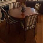 Prachtige kersenhouten eettafel (uitschuifbaar) + 4  stoelen, Huis en Inrichting, Tafels | Eettafels, Ophalen, Rond, Zo goed als nieuw