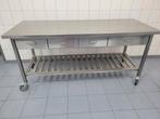 RVS Werkbank Horeca met Lades en Onderstel, Ophalen of Verzenden, Gebruikt