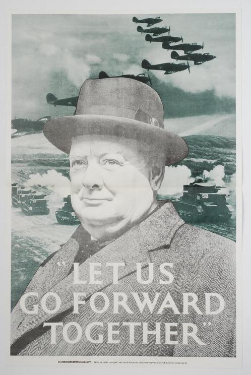 Affiche Winston Churchill Let us go forward together (1994), Verzamelen, Foto's en Prenten, Zo goed als nieuw, 1940 tot 1960, Verzenden