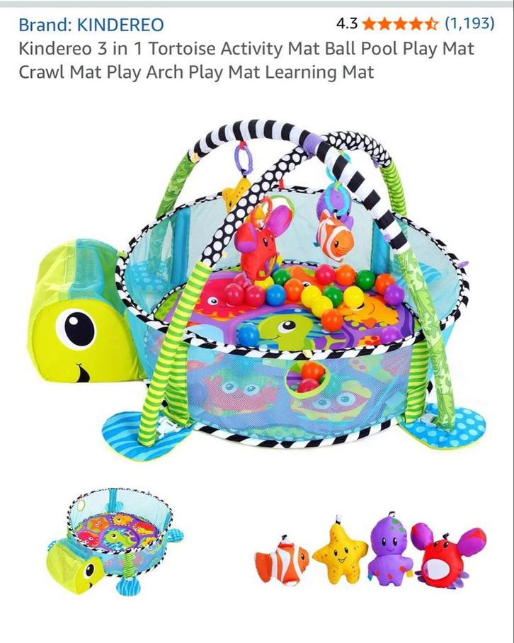 KINDEREO Schildpad Babygym 3 in 1, Kinderen en Baby's, Speelgoed | Babyspeelgoed, Zo goed als nieuw, Babygym, Met geluid, Ophalen