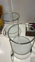 Ikea Strind rond tafeltje van glas, Huis en Inrichting, Tafels | Bijzettafels, Glas, 60 cm of meer, Rond, Gebruikt