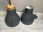 Hanglampen donkergrijs met houten kop. (Merk Bolia), Ophalen of Verzenden, Zo goed als nieuw, Hout, Minder dan 50 cm