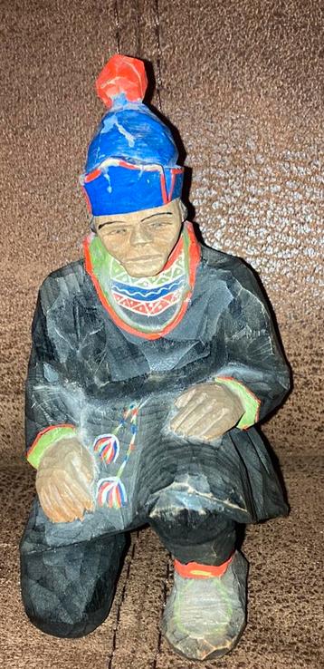 Lars Enarsson Houten Sculpturen Sami Carved Polychrome beschikbaar voor biedingen