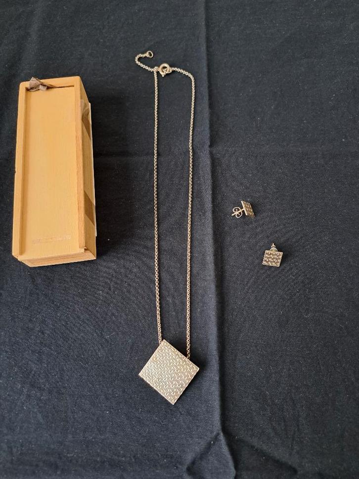 Zilveren ketting met matching oorbellen, Sieraden, Tassen en Uiterlijk, Kettingen, Zo goed als nieuw, Zilver, Zilver, Ophalen