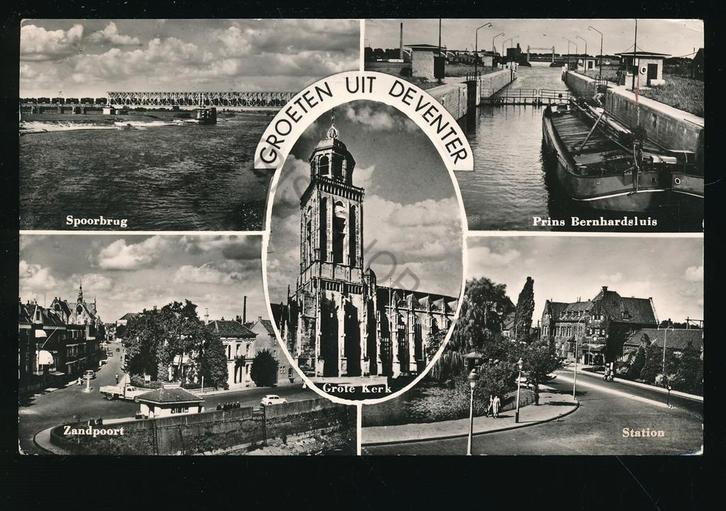 Deventer - Groeten uit - meerluik [003-4595, Verzamelen, Ansichtkaarten | Nederland, Gelopen, Overijssel, 1940 tot 1960, Ophalen of Verzenden