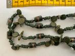 Groene Stenen Ketting met Glazen Kralen, Ophalen of Verzenden, Gebruikt, Groen, Steen of Mineraal
