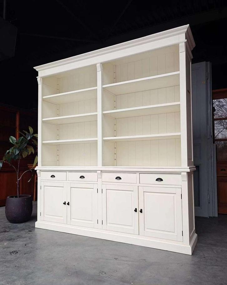 Hoge boekenkast | Bibliotheekkast wit | Vakkenkast #2640, Huis en Inrichting, Kasten | Boekenkasten, Gebruikt, 200 cm of meer