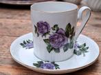 Rheinpfalz Hartporzellan Kop & Schotel paarse rozen, Antiek en Kunst, Ophalen of Verzenden
