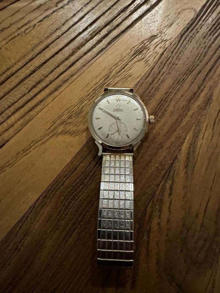 Verguld Omega automatiek horloge, Sieraden, Tassen en Uiterlijk, Horloges | Antiek, Polshorloge, Omega, Goud, 1930 tot 1960, Met bandje