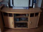 Televisie/audiokast op zwarte wieltjes, Huis en Inrichting, Kasten | Televisiemeubels, Ophalen, Gebruikt, 100 tot 150 cm, Glas