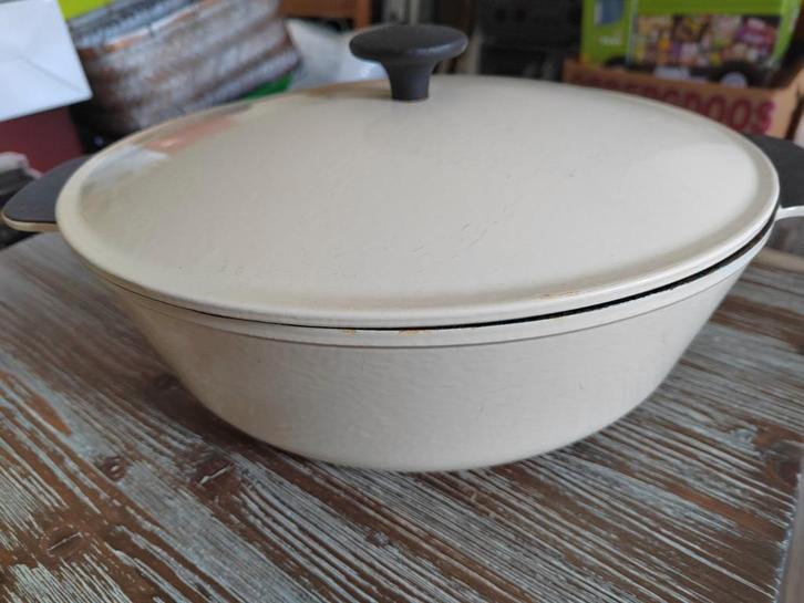 Gietijzeren braadpan met deksel, Huis en Inrichting, Keuken | Potten en Pannen, Gebruikt, Koekenpan of Braadpan, Gietijzer, Inductieplaat