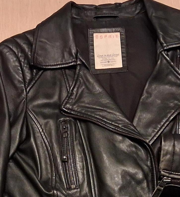 Esprit zacht echt Leren Bikerjas - Maat 38 zwart, Kleding | Dames, Jassen | Zomer, Gedragen, Maat 38/40 (M), Zwart, Ophalen of Verzenden