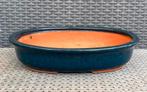 Bonsai schaal ovaal blauw geglazuurd aardewerk 34,4x25,8x7,4, Tuin en Terras, Bloempotten, Ophalen of Verzenden, Zo goed als nieuw