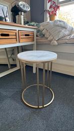 Marmeren Bijzettafel met Gouden Frame, Huis en Inrichting, Tafels | Bijzettafels, Ophalen, Minder dan 45 cm, Minder dan 55 cm