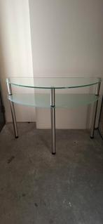 WANDTAFEL / SIDETABLE / BIJZETTAFEL / TAFEL. GLAS/ALUMINIUM., Ophalen, Gebruikt, 50 tot 100 cm, Glas