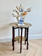 Oosters bijzettafel met koperen bladen, mooi gedecoreerd, 45 tot 60 cm, Minder dan 55 cm, Rond, Ophalen of Verzenden