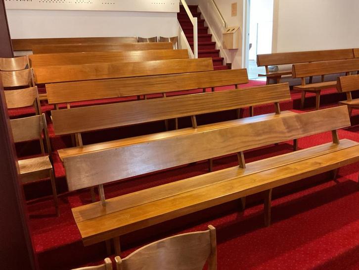 Mahonie Kerkbanken 300cm breed bank eettafel eettafelbank, Antiek en Kunst, Antiek | Meubels | Stoelen en Banken, Ophalen