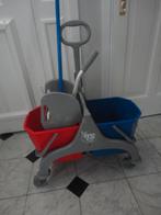 professionele ROLWAGEN met HANDVAT + 2 EMMERS + STEEL/MOP, Ophalen, Dweilemmer, -bak, of -wagen