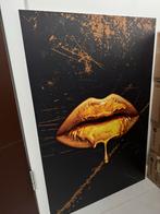 Moderne Gouden Lippen Poster, Huis en Inrichting, Woonaccessoires | Schilderijen, Tekeningen en Foto's, Ophalen, Nieuw, Foto of Poster
