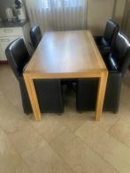4 leren eetkamer stoelen, Huis en Inrichting, Stoelen, Ophalen, Gebruikt, Zwart, Leer