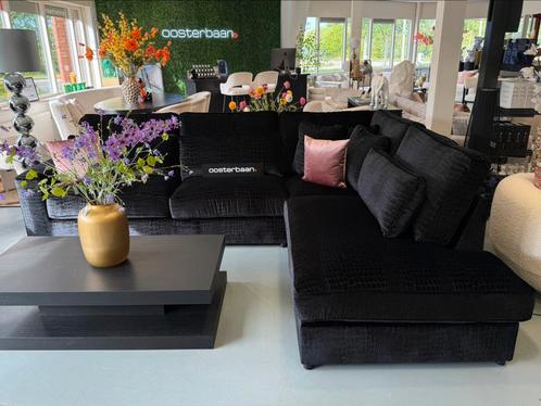 Luxe Velvet Croco Hoekbank Pocket 310x250cm Zwart NIEUW NEW, Huis en Inrichting, Banken | Bankstellen, Nieuw, Hoekbank, Vierpersoons of meer