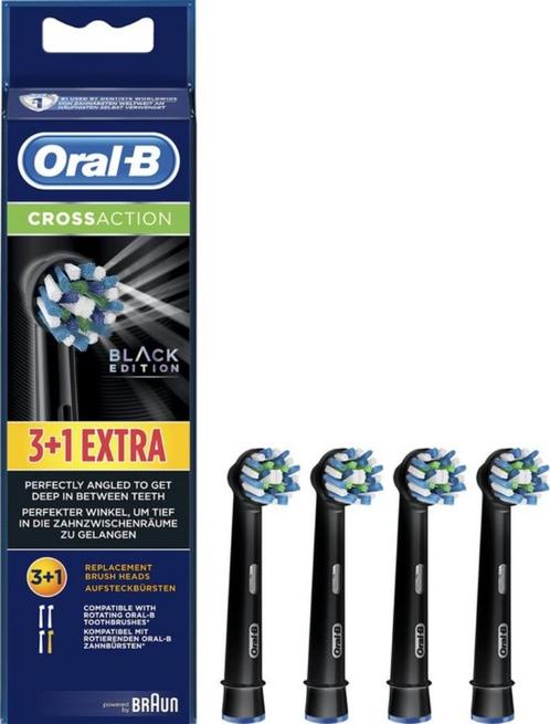 Oral-B Opzetborstels Cross Action Black Edition 4 Stuks, Sieraden, Tassen en Uiterlijk, Uiterlijk | Mondverzorging, Nieuw, Opzetborstel